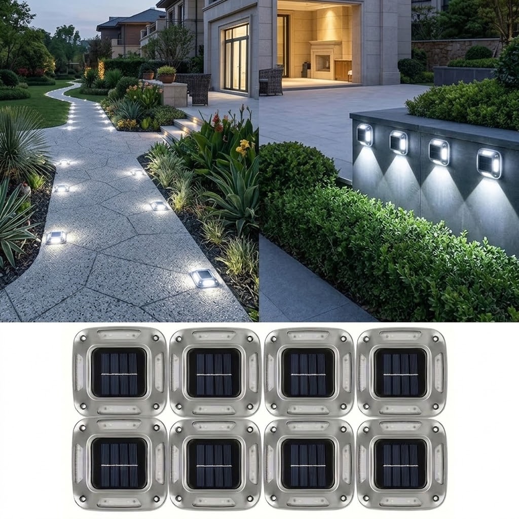 Outdoor Lighting On Stairs - 8 Adet Güneş Enerjili Bahçe Aydınlatması