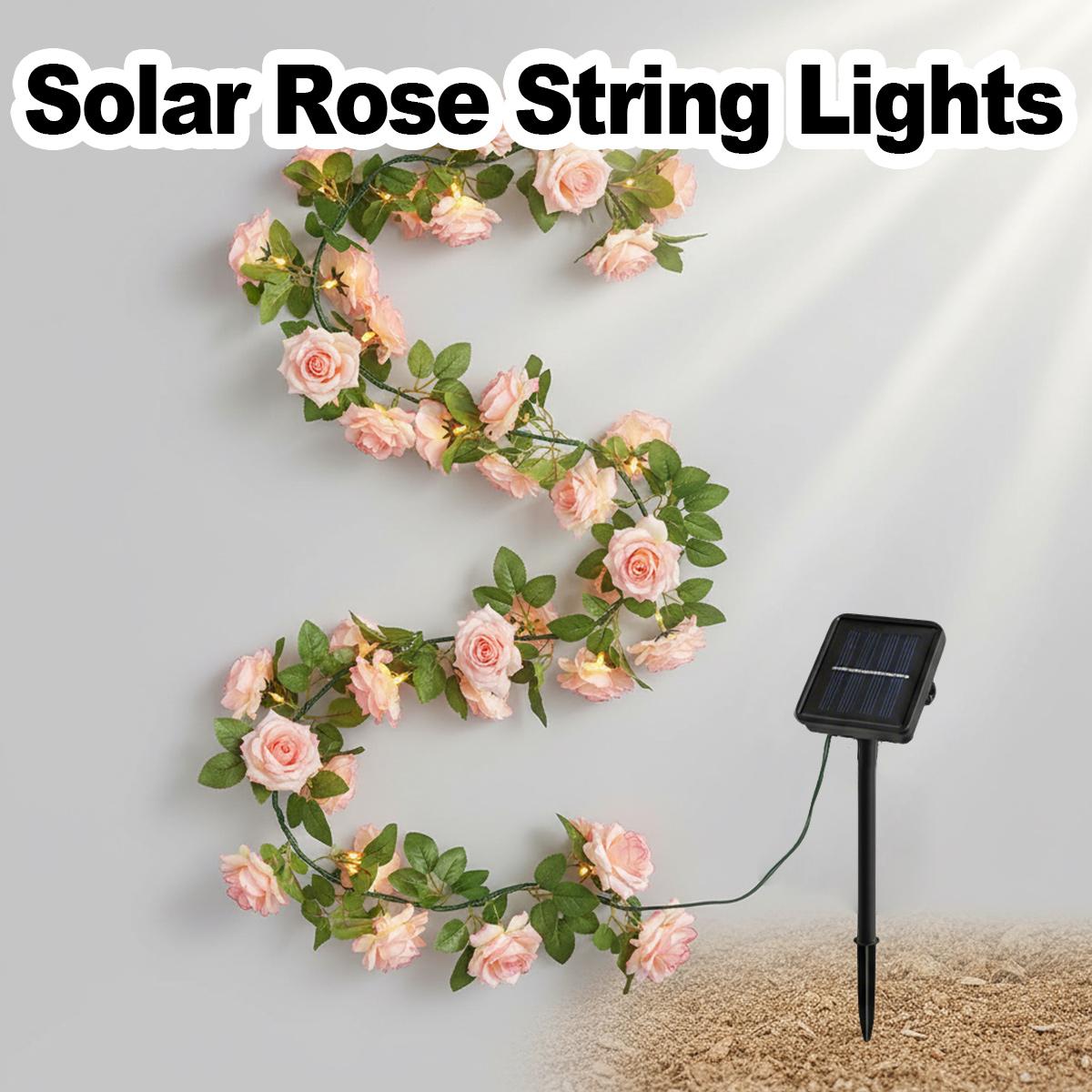 Solar Fairy String - Güneş enerjili gül asma çiçekli ışık
