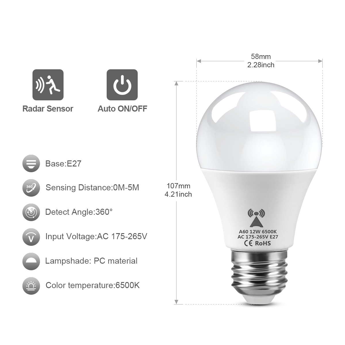 12W E27 LED Radar Hareket Sens - Outdoor Lighting On Stairs incelemesi ve fiyatı
