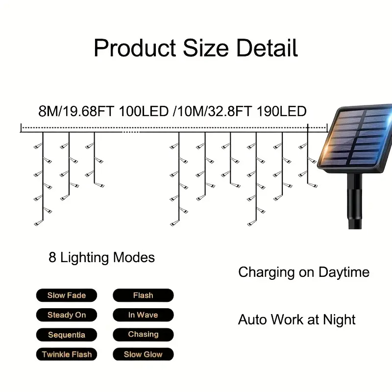 Güneş Enerjili Icicle Işıkları - Solar Fairy String incelemesi ve fiyatı