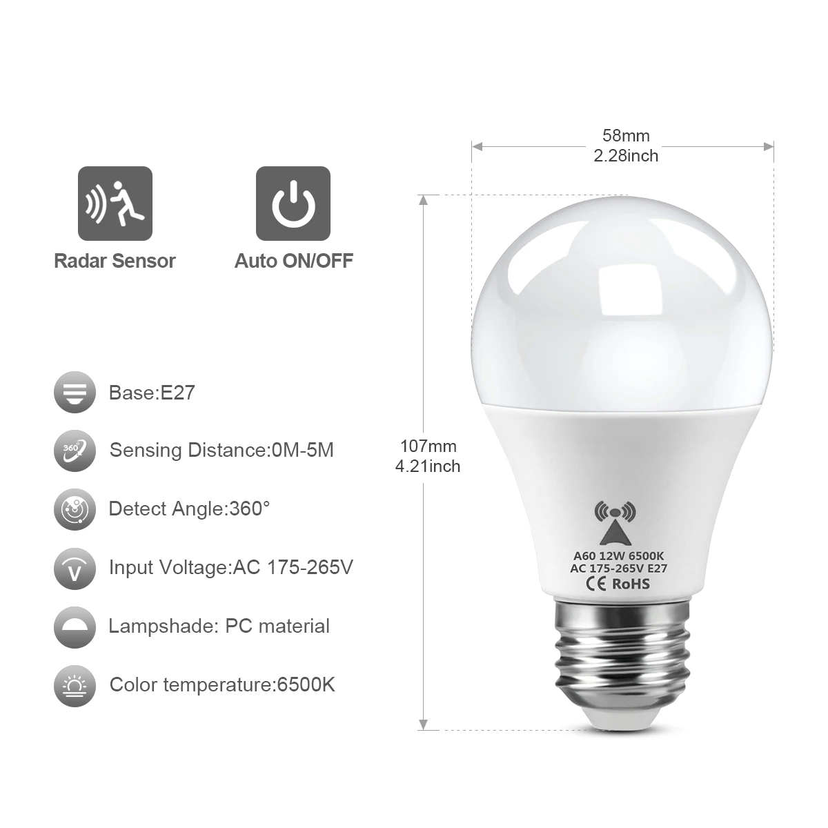 AC175V-265V E27 Radar Hareket  - Outdoor Lighting On Stairs incelemesi ve fiyatı